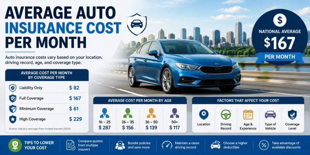 Average Auto Insurance Cost Per Month